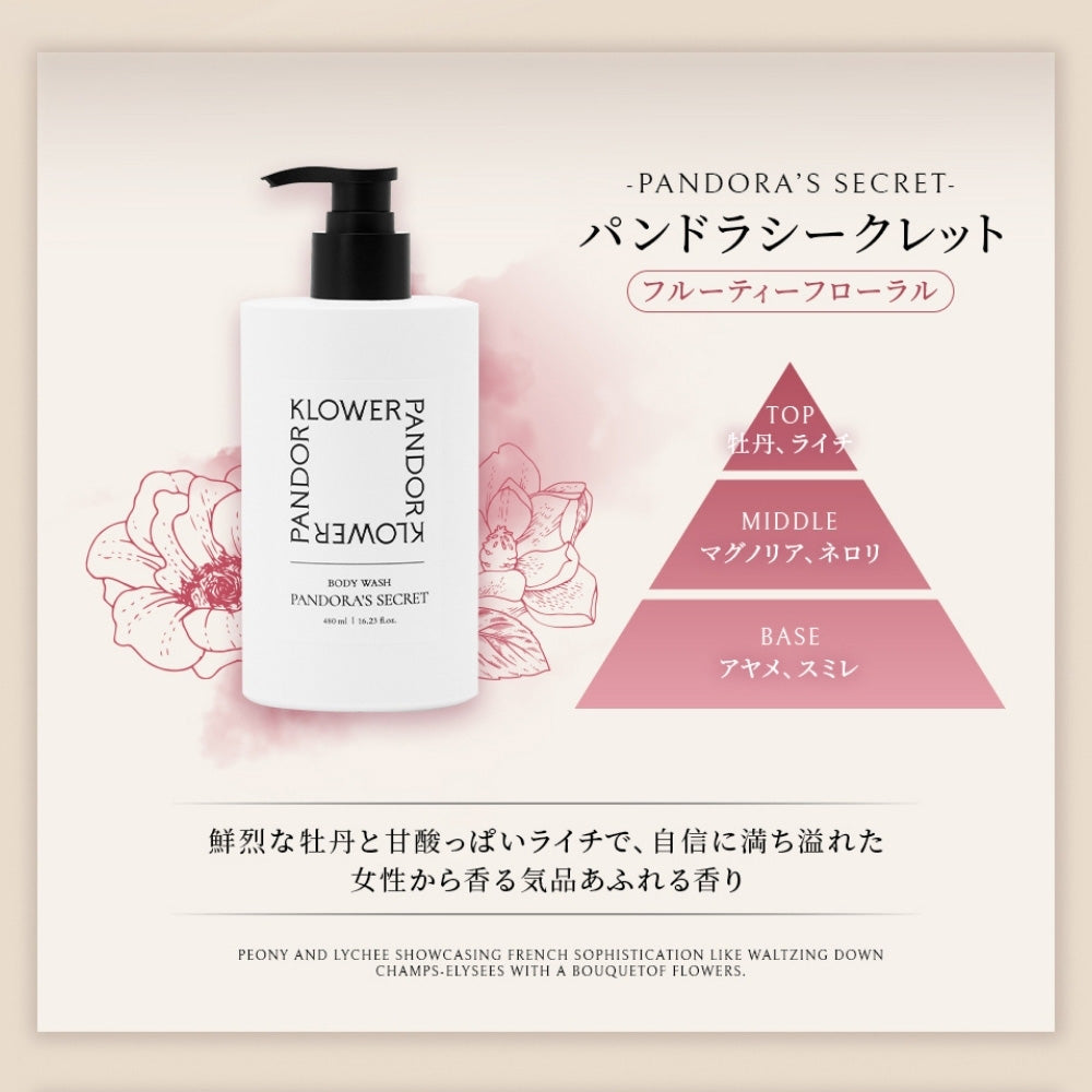 KLOWER PANDOR Perfume Body Wash, 480ml (Pandora Secret)