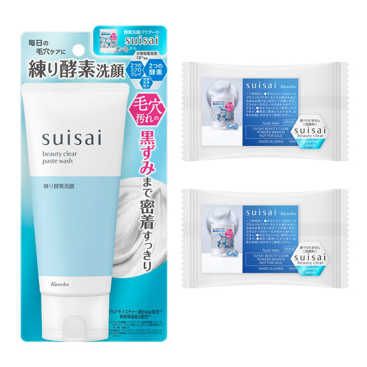 suisai Beauty Clear Paste Wash Set (Clear Green Floral), 120g, 0.4g x 2