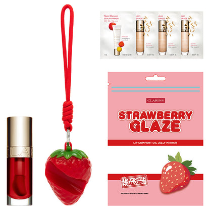 CLARINS Lip Comfort Oil Mirror Charm Set (08 Strawberry)