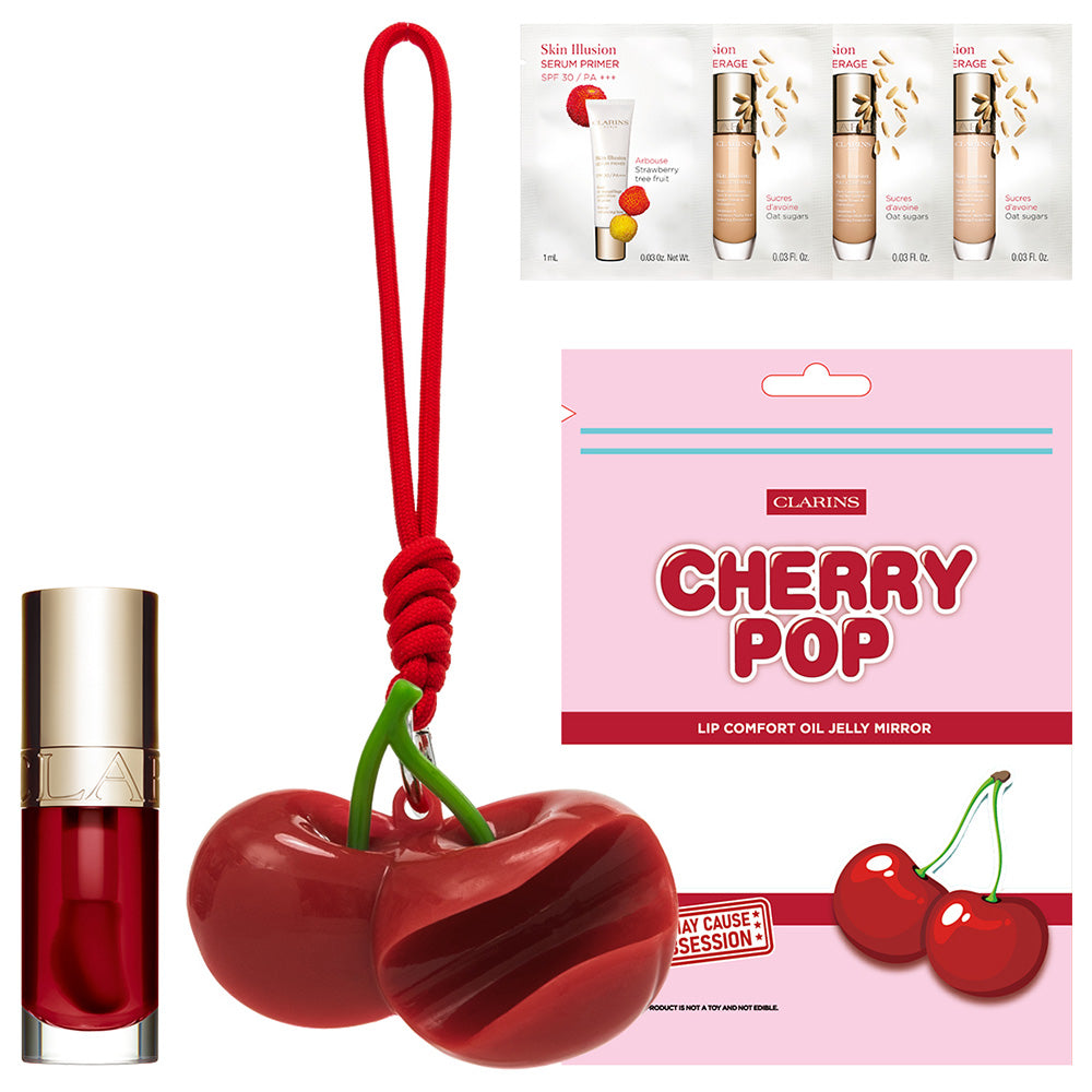 CLARINS Lip Comfort Oil Mirror Charm Set (03 Cherry)