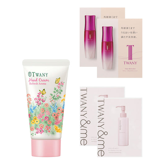 TWANY Hand Cream Refresh Aroma Set SPF32 (Floral Herb), 50g, 0.6ml x 2, 2.1ml x 2