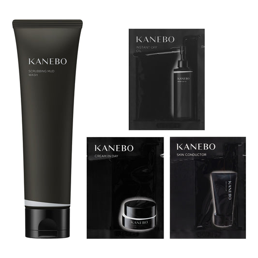 KANEBO Scrubbing Mud Wash Set, 130g, 0.5g, 1g, 3ml
