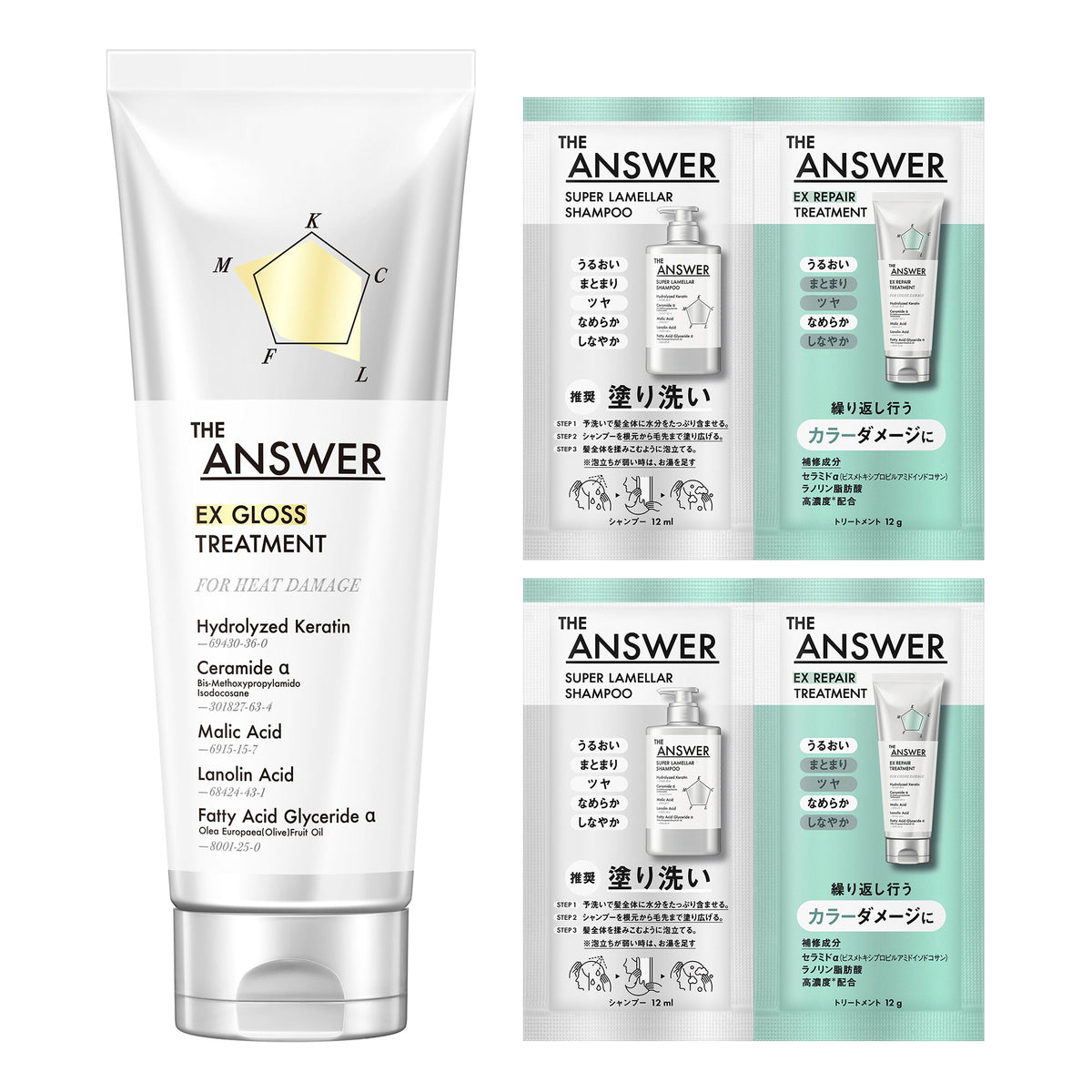 THE ANSWER Heat Treatment Set, 220g, (12ml, 12g) x 2