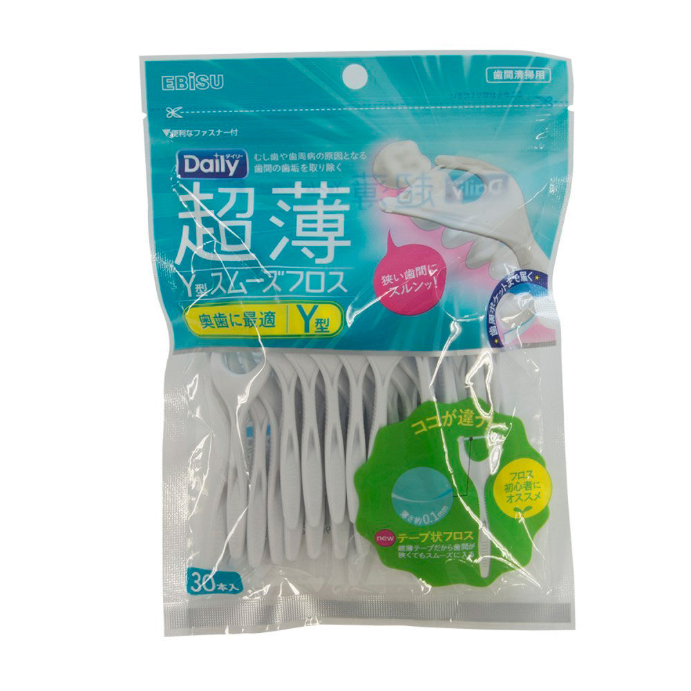 EBIS Daily Ultra Thin Y-Shape Smooth Floss, 30-Pack