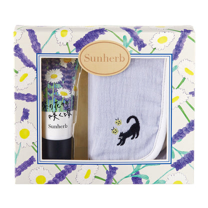 Sun Herb Handkerchief & Hand Cream Set (Lavender & Chamomile)