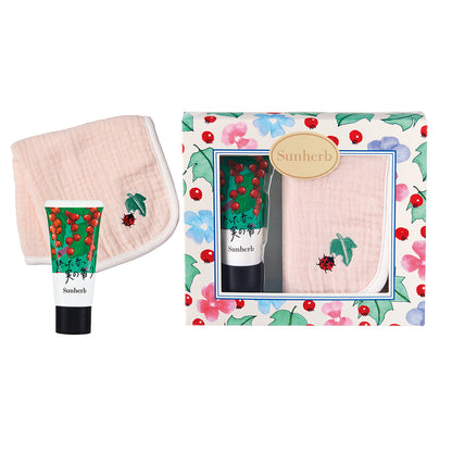 Sun Herb Handkerchief & Hand Cream Set (Red Currant)