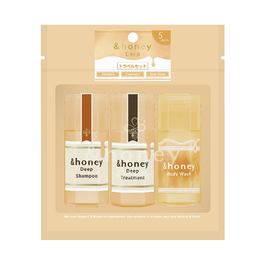 &honey Deep Moist Shampoo, Hair Treatment & Body Wash Mini Bottle Set, 45ml, 45g, 45ml