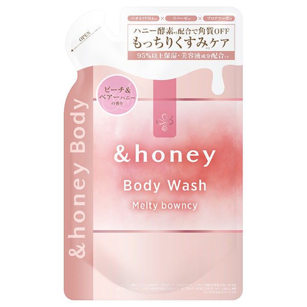 &honey Melty Bouncy Gel Body Wash Refill (Peach & Pear Honey), 440ml