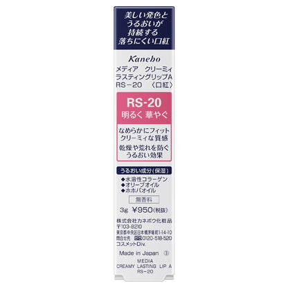 media Creamy Lasting Lip A, RS-20, 3g, Fragrance-free