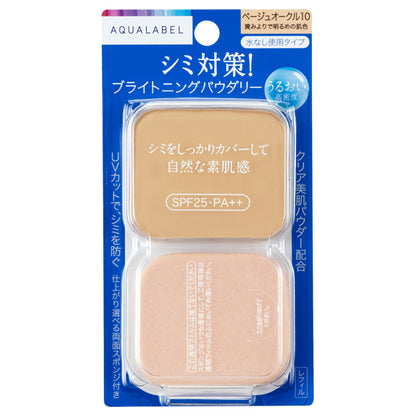 AQUALABEL Brightening Powdery Beige Ochre 10 (Refill), SPF25 PA++, Refill, Beige Ochre 10, 11.5g